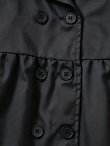 SHEIN Elladie kids 1件女孩冬季外套，卡其色，保暖內裡，雙排扣領，時尚夾克，適合日常休閒穿著 - 黑色 - 查看 9