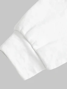 SHEIN 青少年女孩白色保暖內裡連帽百搭休閒衛衣，秋冬長袖純色極簡學院風衛衣 - 白色 - 查看 6
