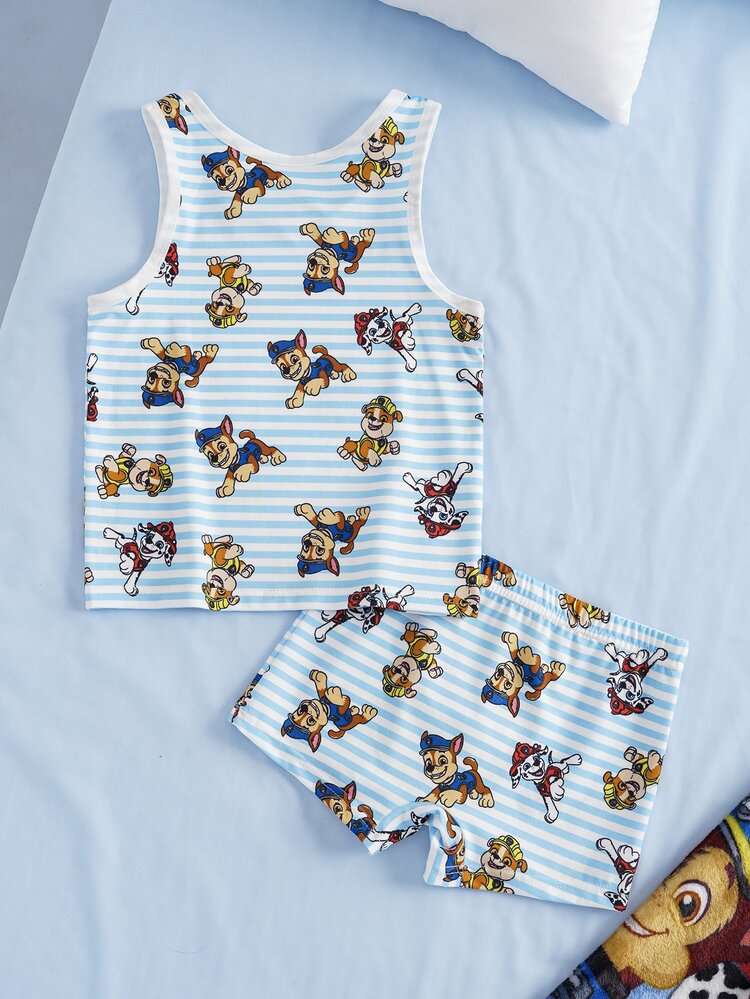 SHEIN | PAW Patrol 小男孩卡通印花條紋休閒日常上衣 - 藍白色 - 查看 2