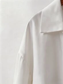 Freevana 大尺碼女款休閒長袖領口鈕扣襯衫 - 彩色 - 查看 4
