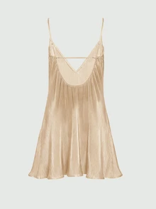 RiviMae Plus Size Women Solid Color Backless Spaghetti Strap Dress - Apricot - View 6