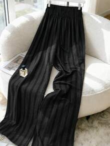 GlowEve CURVE Women's Plus Size Solid Color Pleated Casual Versatile Daily Wear Long Pants - Black - View 2