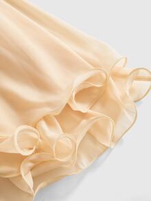 ROMWE Avant Sexy Romantic Chiffon Flowy Ribbon Ruffle Hem Cami Short Dress For Women - Apricot - View 3