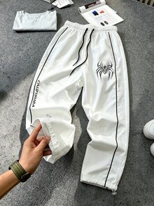 Sport MetroGents 男士蜘蛛圖案抽繩腰運動長褲 - 白色 - 查看 1