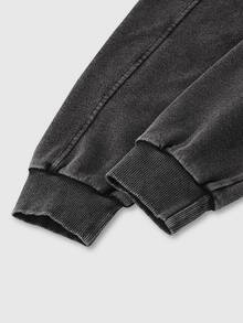 ROMWE MEN Street Life Men's Letter Print Casual Everyday Hoodie - Black - View 5
