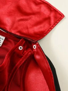SHEIN 中性嬰兒男/女童 幼兒 3件組可愛吸血鬼套裝 秋冬多件式洋裝套裝 嬰兒服裝 德古拉伯爵服飾 萬聖節 - 酒紅色 - 查看 7
