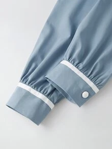 SHEIN Franclia 女款拼色休閒百搭日常穿著襯衫 - 霧霾藍 - 查看 5