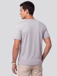 TekDrob Anti-Odor Modal T-Shirt With Crew-Neck And Rolled Tacked Cuffs - Grey - View 3