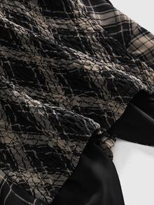 Sweetness Vintage Plaid Chiffon Printed V-Neck Scarf A-Line Women's Dress - Black - View 4