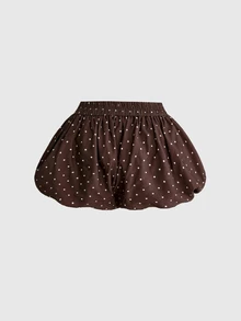 ROMWE Vintage Y2K Retro Polka Dot Sweet Versatile Low Waist Women's Shorts - Brown - View 2