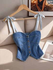 GlowEve Casual High Waist Blue Daily Stretchy Washed Comfortable Flattering Wear Plus Size Denim Top For Women - Medium Wash - View 8
