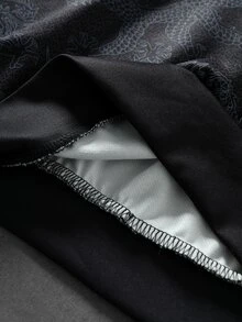 ROMWE MEN Áo nỉ unisex phong cách đường phố vintage thương hiệu, kiểu Trung Quốc mới, họa tiết rồng in kỹ thuật số màu tối, cổ đứng, khuy cài kiểu ếch - màu đen - Xem 5