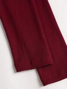 Sweetra Women's Minimalist Burgundy Sexy Backless Bow Decor Fitted Long Sleeve Mini Dress - Burgundy - View 6