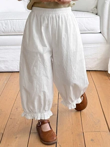 DAZY 少女寬鬆休閒鬆緊腰燈籠褲 - 白色 - 查看 1