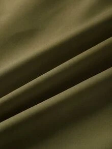 SHEIN Franclia 對比色休閒戶外襯衫，極簡休閒，戶外，通勤 - 軍綠色 - 查看 4