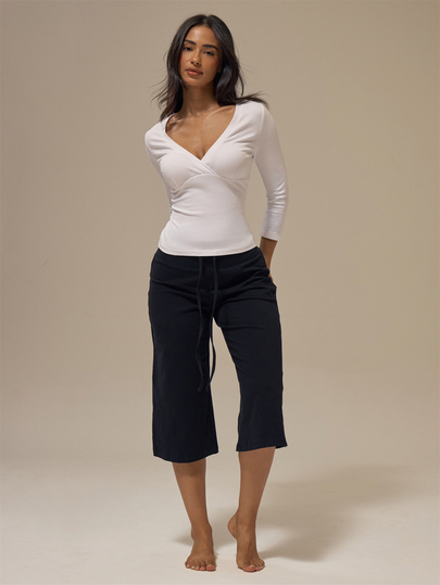 MUSERA ESSENTIALS Thick Waistband Draswtring Loose Fit Capri Pants Summer Girly Everyday Loungewear
