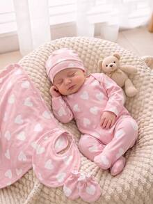 Kids Soft And Comfortable Newborn Set (One Item Selected At Random From ); Available In Various Colors (Apricot, Pink, Khaki) And Patterns (Floral - Multicolor - View 4