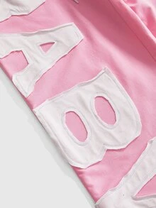 ROMWE Women's Vintage Y2K Applique Embroidery Drawstring Waist Loose Sweatpants - Pink - View 4