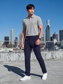 TekDrob Celana Lurus dengan Saku Tempel di Belakang - Navy Blue - View 6