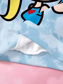 THE POWERPUFF GIRLS X SHEIN 青少年女孩字母卡通圖案休閒日常長袖運動衫 - 白色 - 查看 8