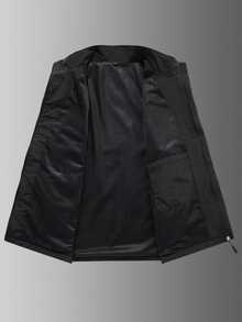 Gym Rark Men's All-Season Casual Outdoor Sports Vest With Built-In Pockets, American Style Hiking Jacket - Black - View 3
