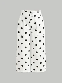 SHEIN 2件組女童秋冬Y2K棉質波點與棕色丹寧寬鬆牛仔褲，適合日常與街頭穿搭，聖誕兒童西式風格 - 彩色 - 查看 5