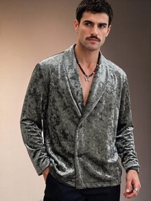 ZURIURI Men's Casual Velvet Long Sleeve T-Shirt For Daily Wear - Grey - View 4
