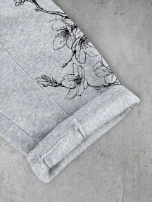 Manfinity EMRG Men's Plus Size Drawstring Waist Floral Print Pocket Sweatpants - Grey - View 7