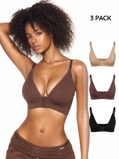 SHAPORA Women's Solid Color Casual Daily Spaghetti Strap Bra