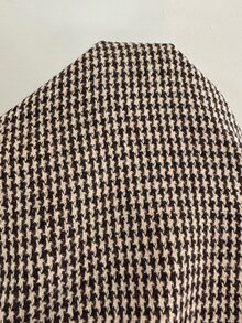 SHEIN EZwear 棕色千鳥格女款長袖休閒大衣 - 摩卡棕 - 查看 8