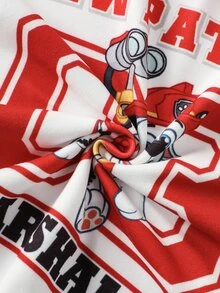 SHEIN | PAW Patrol Young Boy Letter Cartoon Print Casual Daily Short Sleeve T-Shirt - Red - View 7