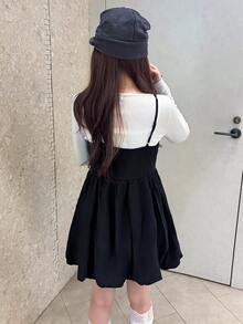 FRIFUL Women's Solid Color Zipper Front Casual Peplum Hem Cami Tank Top Fall - Black - View 2