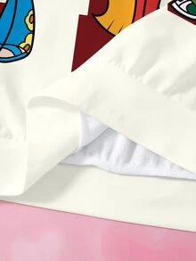 THE POWERPUFF GIRLS X SHEIN Tween Girl Cartoon Pattern Long Sleeve Sweatshirt And Sweatpants Set - White - View 9