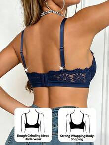 Divavoom 1pc Women's Lace Wireless Bra - Navy Blue - View 2