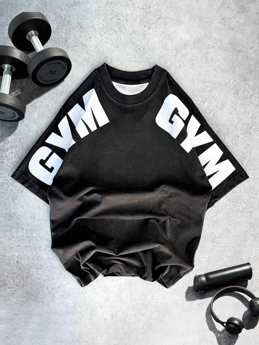 Gym Rark 男士字母圖案休閒日常旅行運動T恤 - 彩色 - 查看 1