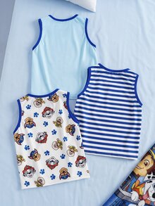 SHEIN | PAW Patrol Atasan Kasual Sehari-hari Motif Kartun Huruf untuk Anak Laki-Laki - Blue and White - View 2