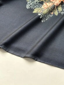 SHEIN 秋季優雅度假長袖花卉印花女式襯衫，派對聚會購物通勤女式上衣 - 藍色 - 查看 8