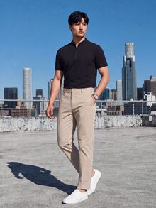 TekDrob Water Repellent & UV Protection Tailored Straight Pants With Single Security Pocket - Apricot - View 5