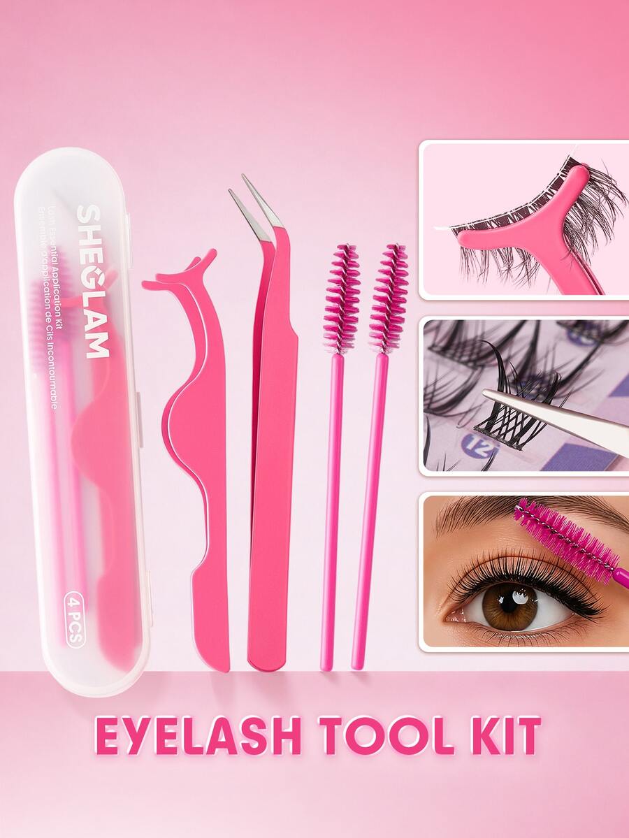 SHEGLAM Lash Essential Application Kit Brand Beauty Cosmetic Makeup For Women And Girls - Hot Pink - View 1
