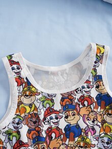 SHEIN | PAW Patrol 2pcs/Set Boys Toddler Underwear Set Tank Top & Boxer Briefs, All-Over Ditsy Floral, Cute & Adorable, 4-7Y - Multicolor - View 4