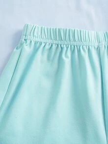 SHEIN | PAW Patrol Young Girl Crew Neck Short Sleeve T-Shirt And Shorts Loungewear Set - Mint Green - View 7
