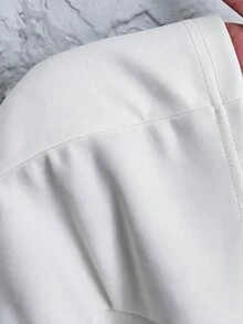 SHEIN PETITE 秋冬通勤穿著 綠色水果領單鈕扣黑色西裝外套 - 白色 - 查看 6