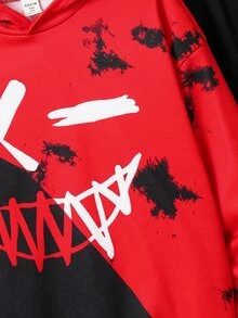 SHEIN 兒童青少年男孩休閒聖誕紅色連帽衛衣與黑色運動長褲套裝，適合秋冬、學校、家庭聚會、度假、派對，男孩套裝 - 彩色 - 查看 5