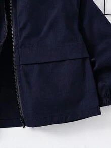 嬰兒男孩女孩通用純色開襟長袖外套 - 寶藍色 - 查看 2
