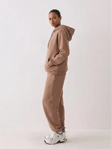 YARNWELL Sweatshirt Lengan Panjang Saku Ukuran Plus Fashion Kasual - Unta - View 7