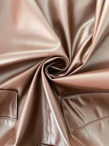 Easowa Women's Solid Color PU Leather Fashion Date Party Mini Dress - Brown - View 6