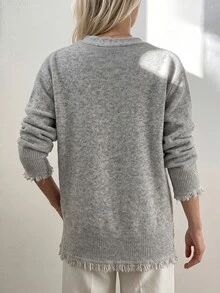 Omancia Retro Elegant Patchwork Lace Women's Cardigan, Women's Autumn Commuting Outfit - Grey - View 3