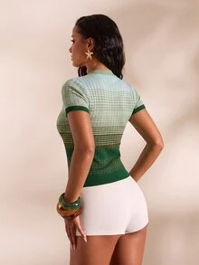Opulessa 女款街頭時尚休閒 2000年代格紋鈕扣針織開襟衫 早午餐 外出 週末 日常 淡綠色 秋季 - 彩色 - 查看 2