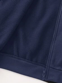 SHEIN 兒童青少年男童街頭風哥德字母印花黑色拉鍊連帽衛衣 秋季款 - 藏蓝色 - 查看 7