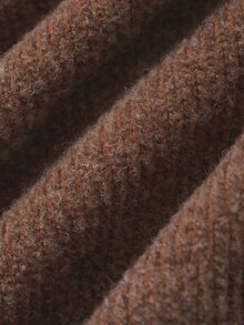 DAZY Fall/ Brown Button Contrast Patchwork Brunch Stand Collar Elegant Office Work Casual Waist-Cinching Long Sleeve Women's T-Shirt - Brown - View 8